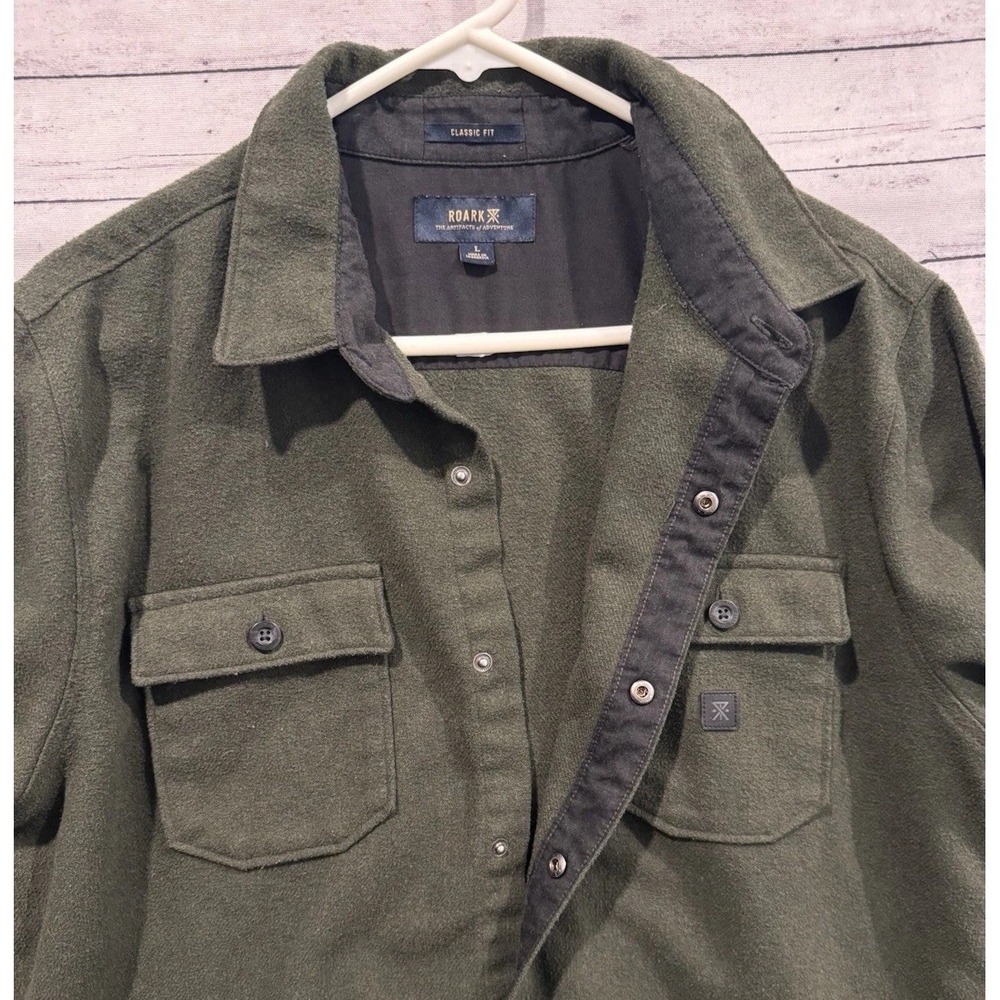 ROARK Mens Nordsman Heavy Flannel Shirt Jacket Sz L Wool Blend Snap Button - Picture 14 of 16